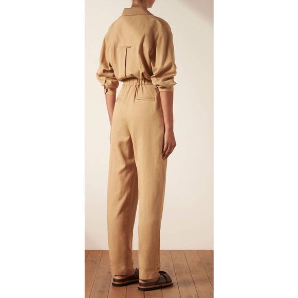 Shona Joy Sara Lapel Boiler Suit Jumpsuit Romper‎ Small Tan Camel Summer - Picture 8 of 8